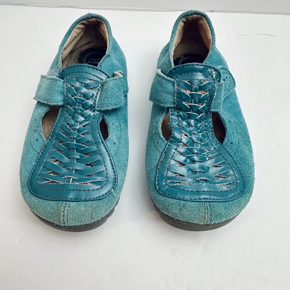 Livie &Luca‎ girls size 11 Mary Jane’s turquoise blue green suede